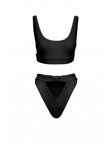 SQUARE BANDEAU CROP BIKINI BLACK